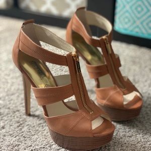 Michael Kors T-Strap Leather Dress Sandal Heels